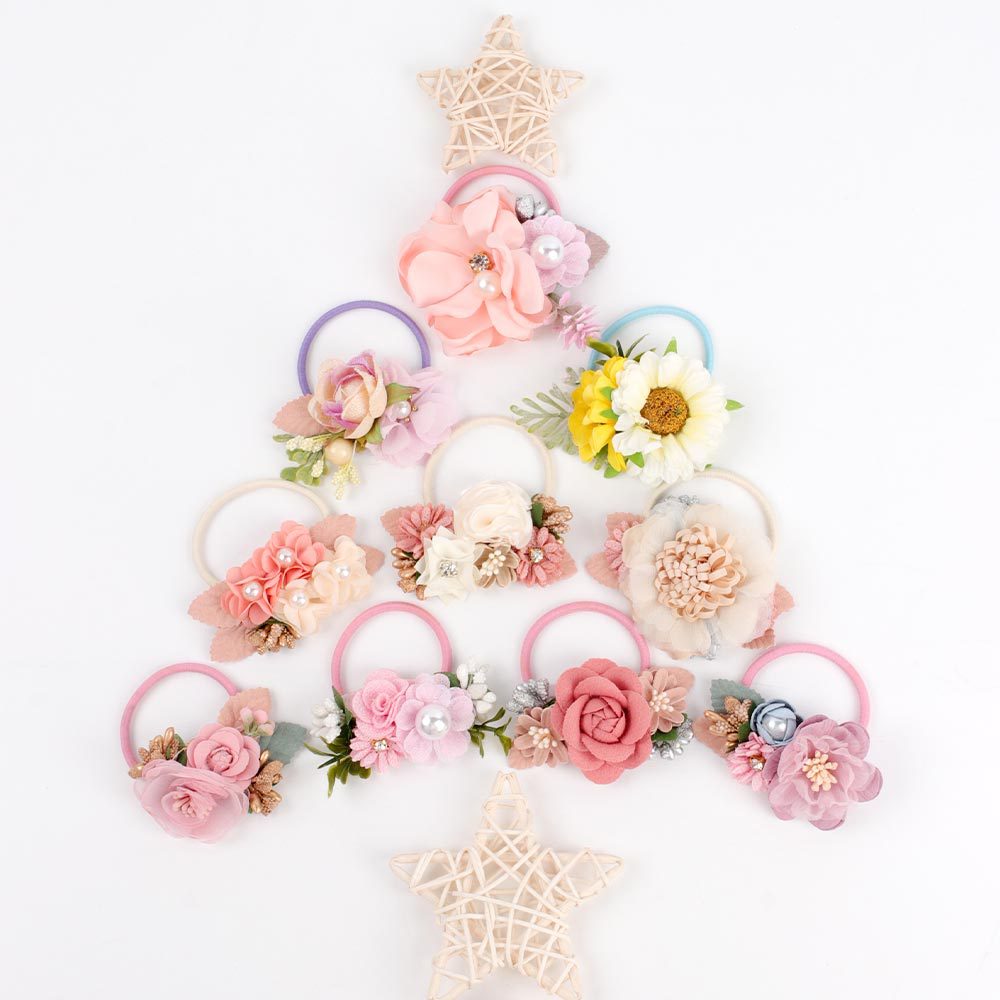 Cross-Border Children's Simulation Flower Scrunchie Ins Wind Sweet Princess Flower Headband Simple And Fresh Children's Hair Band Specification drawing