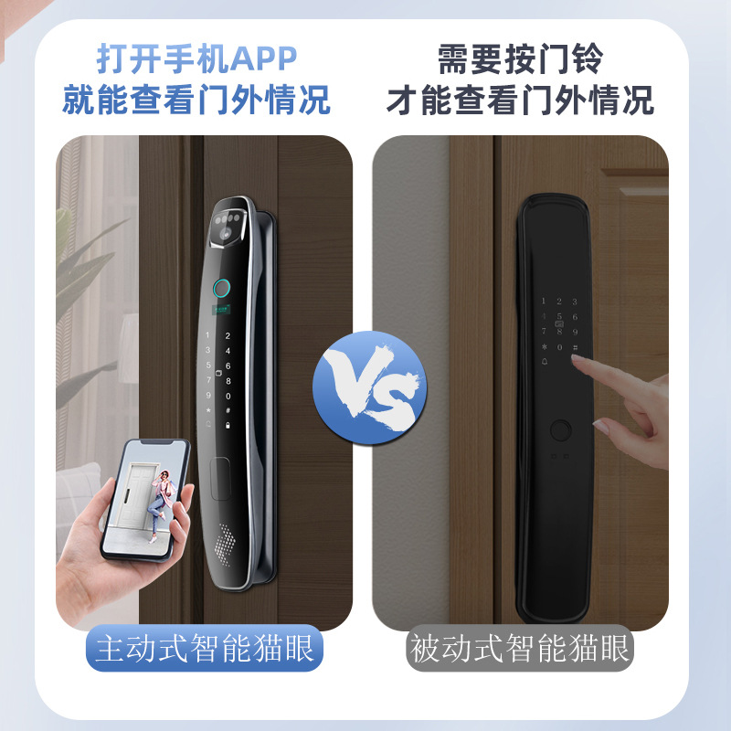 3D facial recognition fully automatic fingerprint lock, smart lock, visual cat eye monitoring, household electronic password lock manufacturer Specification image
