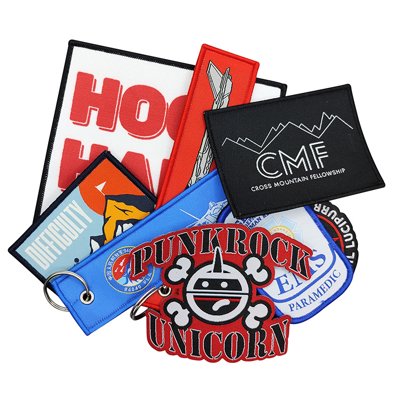 Factory-customized name badges, badges, irregular-shaped embroidered woven labels, fabric back stickers, hot melt adhesive shoulder badges, arm badges, and woven logo designs Item Picture