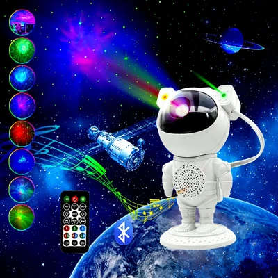 Astronaut figurine, starry sky light, projector, creative bedroom Bluetooth atmosphere, astronaut night light, children's toy gift thumbnail