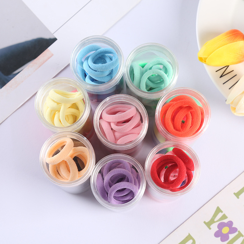 Korean-style towel ring, colorful children's ponytail hair tie, girlish heart, Instagram high-elasticity hair band, 30 pieces per can Application Scenario
