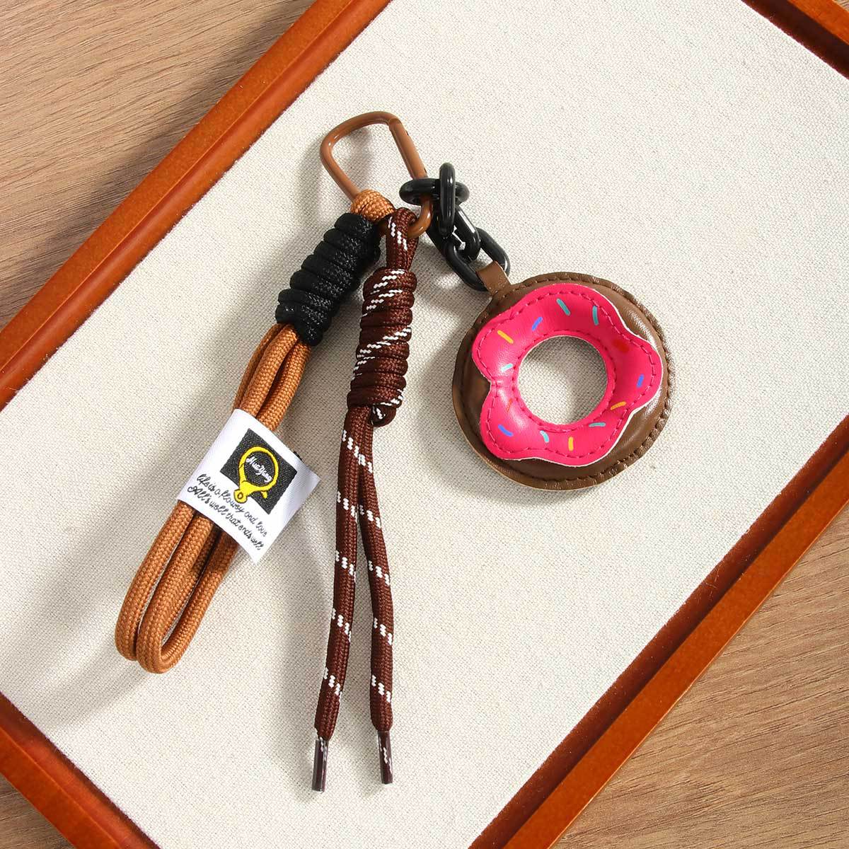 New doughnut leather Maillard color cross-border best-selling bag pendant, keychain, mobile phone lanyard pendant details Picture