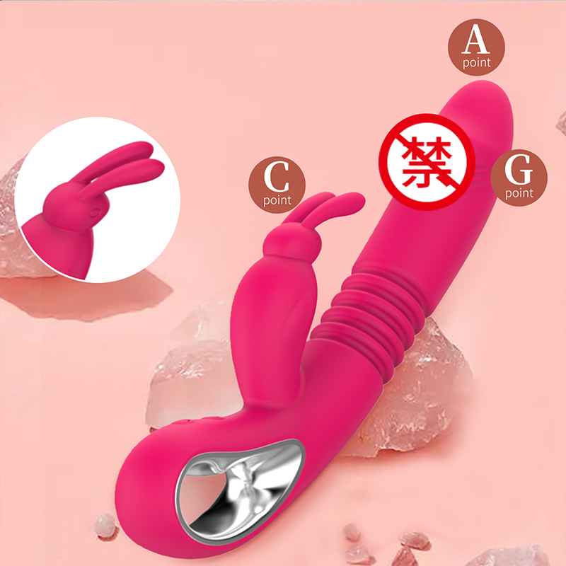 New silicone telescopic heating stick rabbit vibration female masturbator adult sex toys details Picture