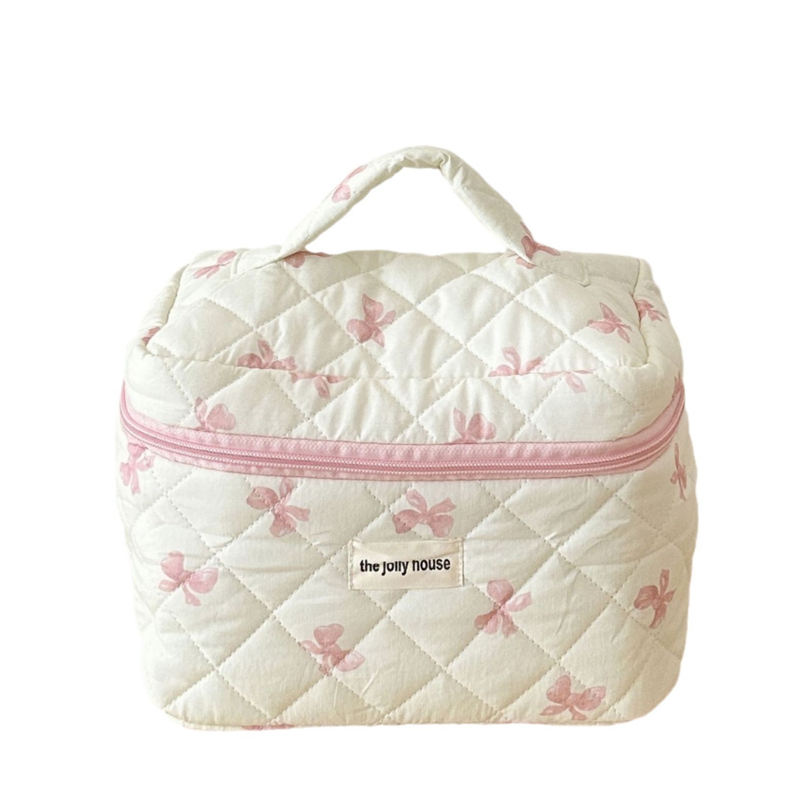 Simple bow travel portable makeup bag, large capacity, high-end feel, ins high appearance level makeup bag, starting from one Item Picture