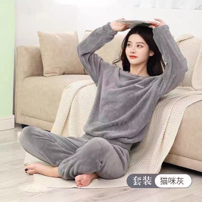 Autumn and winter coral fleece pajamas, fairy warm suit pants, new casual long-sleeved home wear, thickened fashionable women's wear for winter Application Scenario