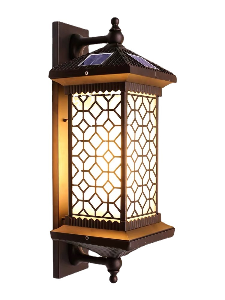 Solar wall lamps, outdoor balcony, courtyard, gate lights, garden fence lights, Chinese-style villa terrace LED lights, outdoor Item Picture