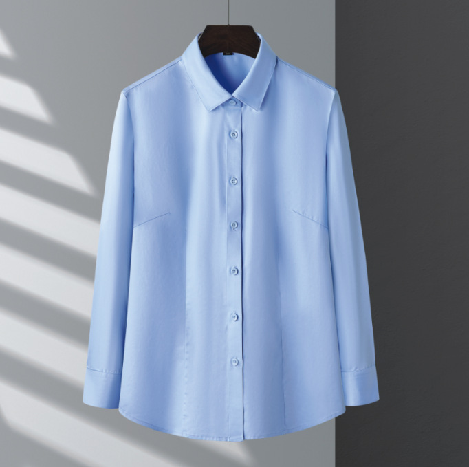 2023 primavera otoño de gama alta manga larga camisa sin plancha mujer pulgada traje de algodón polainas blusas casuales details Picture