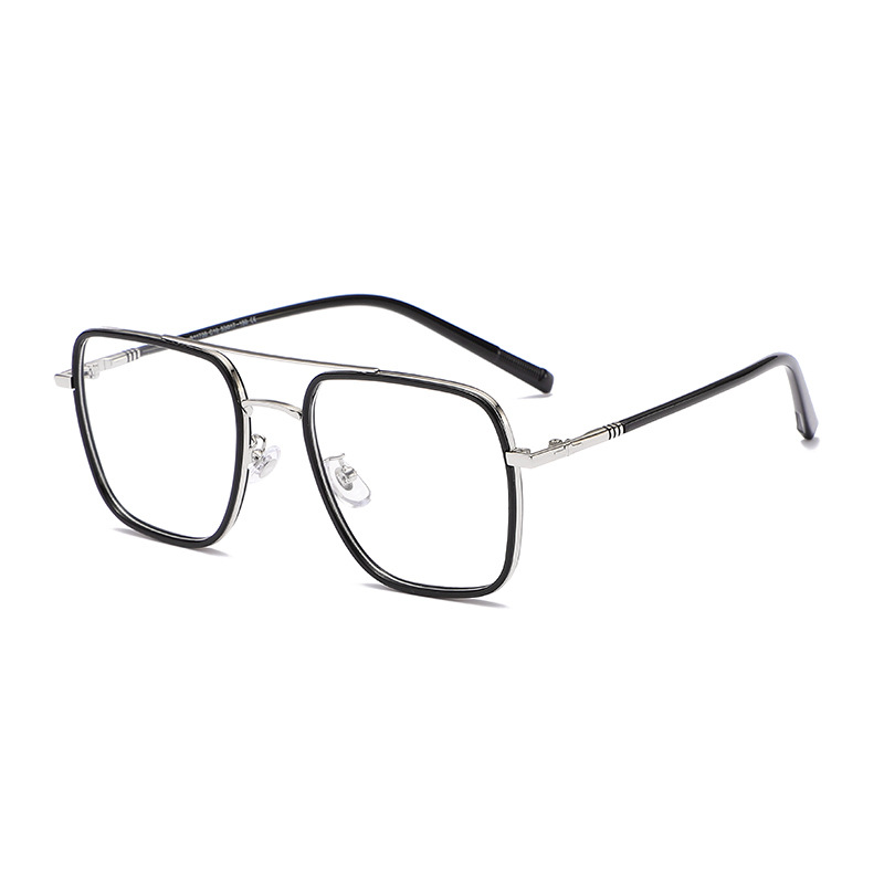 Ultra-light large-frame double-beam tr90 glasses for both men and women, featuring a retro and trendy Japanese style, making big faces look smaller, comfortable and personalized Item Picture