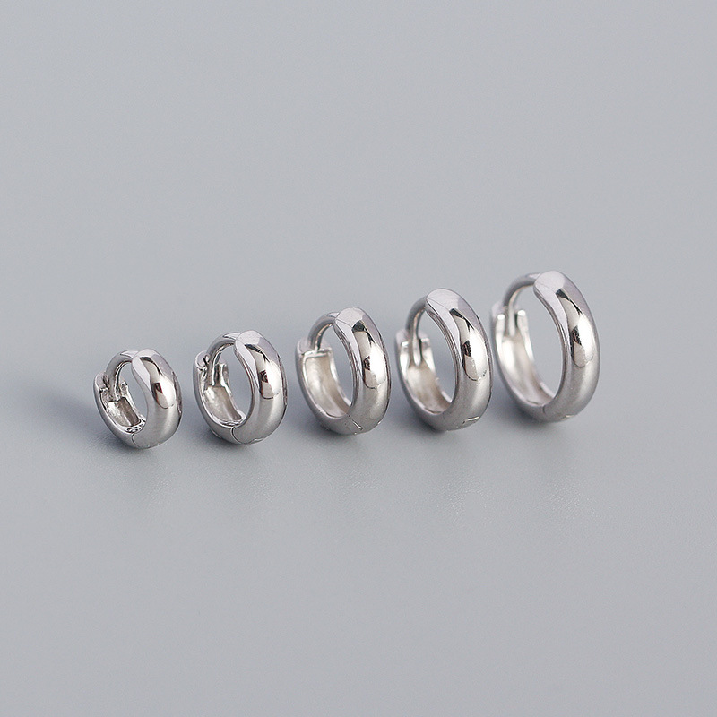 Yhe0350 Smooth Round S925 Sterling Silver Earrings Europe And The United States Simple Studs Stacked With Temperament 100 Buckle Female 5167 details Picture