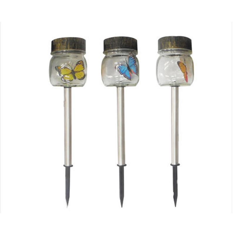 Luz solar sensor jarra de cristal mariposa jarra solar lámpara de tierra Item Picture