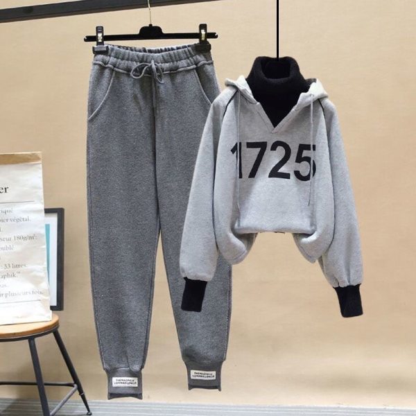 202 New Style 4 Autumn and Winter Junior High School Student Women's Clothing for Girls aged 5, 2 Korean version fleece hoodie 6 Set 8 Application Scenario