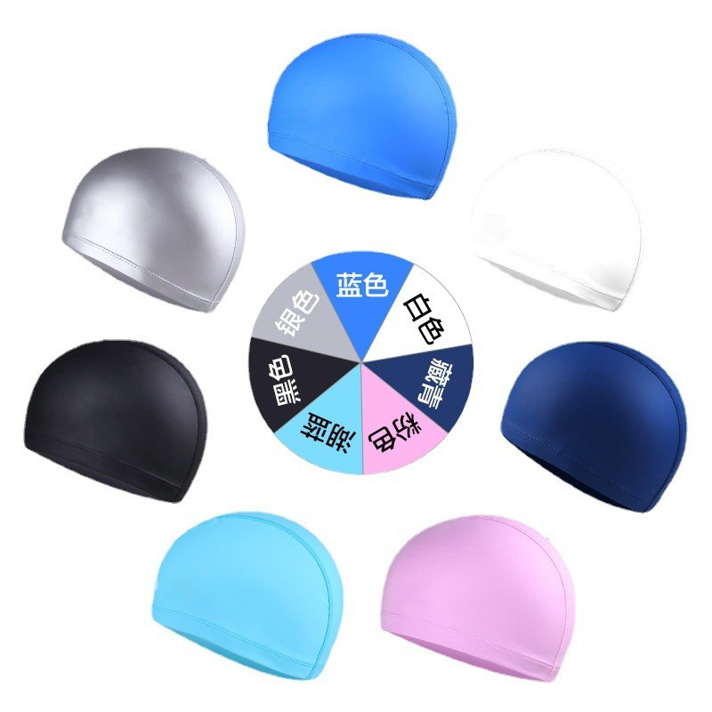 Adult Pu Hat Waterproof Swimming Cap Universal Swimming Cap Cloth Cap With No Cut Head Manufacturers Direct Wholesale Printing Logo Specification drawing