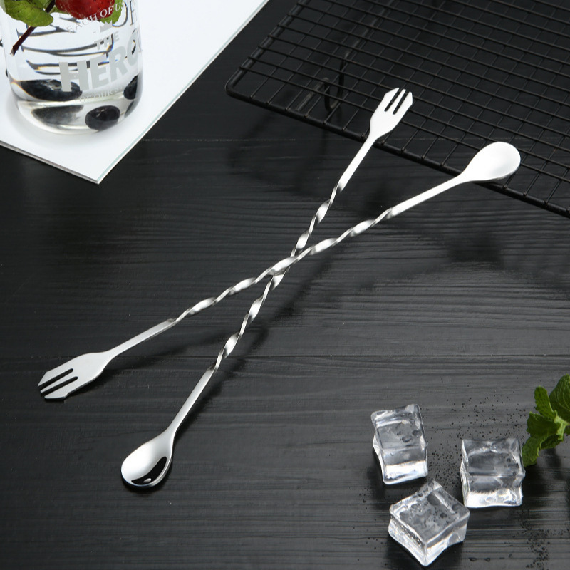 Stainless Steel 410 Cocktail Mixing Spoon, Long-Handled Bar Spoon, Ice Spoon, Double-Headed Spiral Milk Tea Spoon, Bar Spoon Wholesale Application Scenario