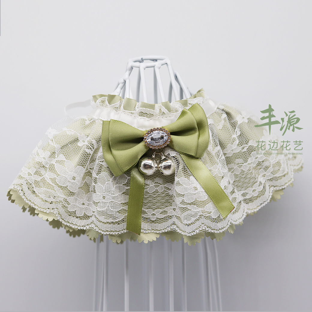 Factory Direct Sales Pink Pet Bow Princess Wind Green Bib Cat Dog Clothing Pet Accessories Clothing