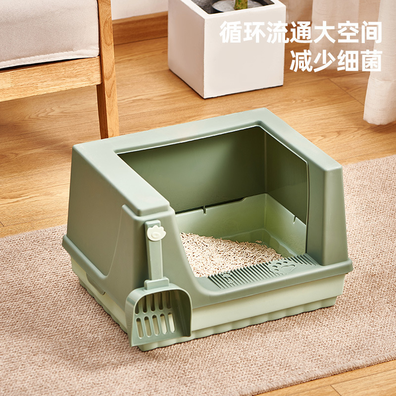 Cat Litter Box New High Bag Border Odor Prevention Splash Large Space Cat Toilet Room Type Large Cat Litter Box Semi-Closed Specification drawing