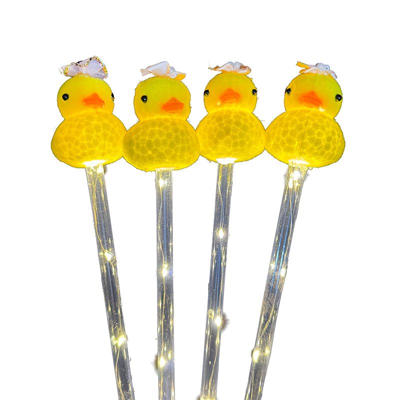 Glow sale moe little yellow duck glitter stick arco horquilla accesorios corona duck glitter stick stand de piso juguetes al por mayor Item Picture