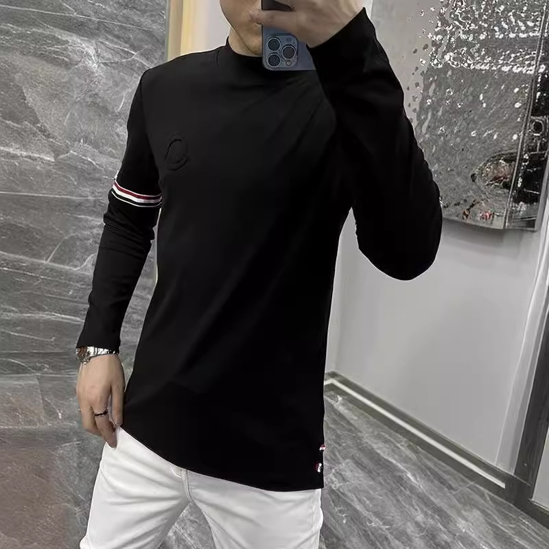 6311 Business Fashion Men's Autumn New Casual and Versatile long-sleeved round-neck T-shirt, a unique striped solid color base layer Application Scenario