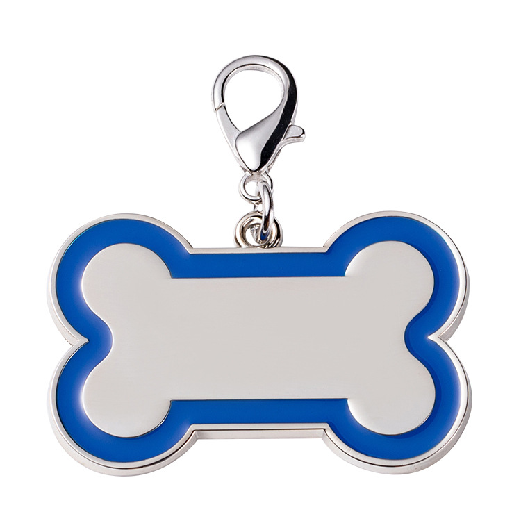 Metal blanco colgante de adornos para mascotas logotipo grabado etiqueta de identificación color hueso bisel estilo marca de perro Item Picture