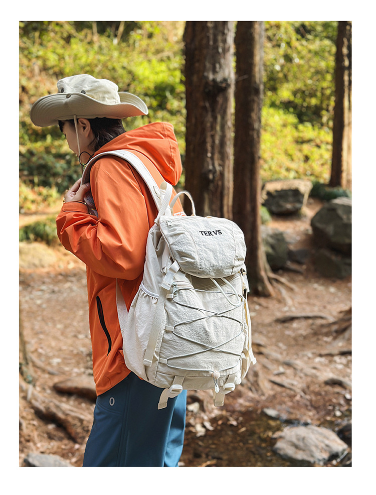跨境双肩包男轻便登山包抽绳大容量户外旅行双肩包女大学生书包女详情9