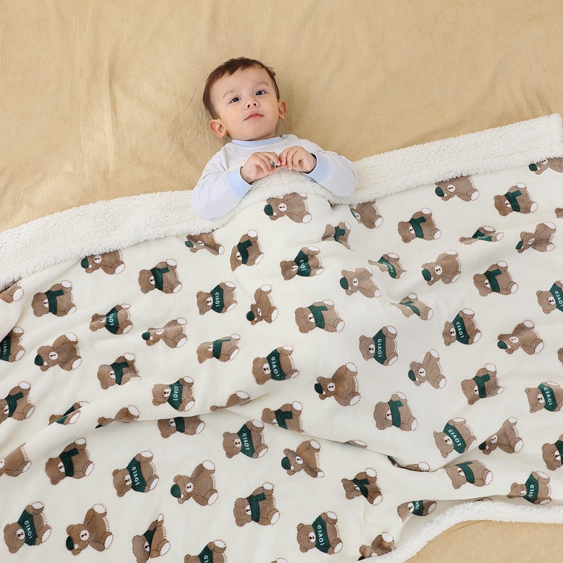 法兰绒小毛毯儿童羊羔绒盖毯双层加厚珊瑚绒被子午睡幼儿园婴儿毯详情图4