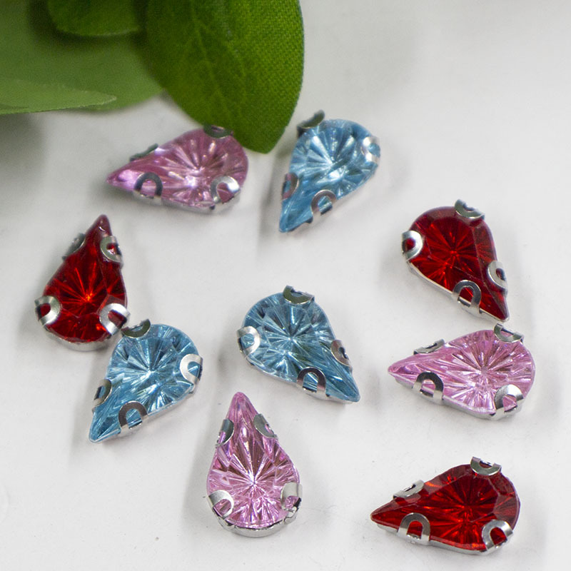 8*13mm马眼千禧彩色爪钻 白K银底亚克力钻 DIY服装辅料鞋子包配件