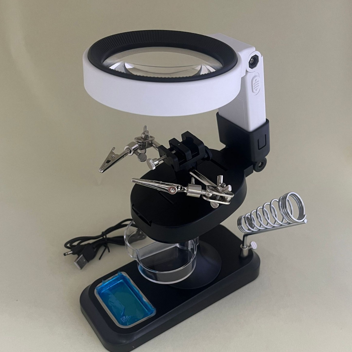 New TH-7031 desktop handheld soldering iron repair folding workbench magnifying glass with lamp assistance Specification image