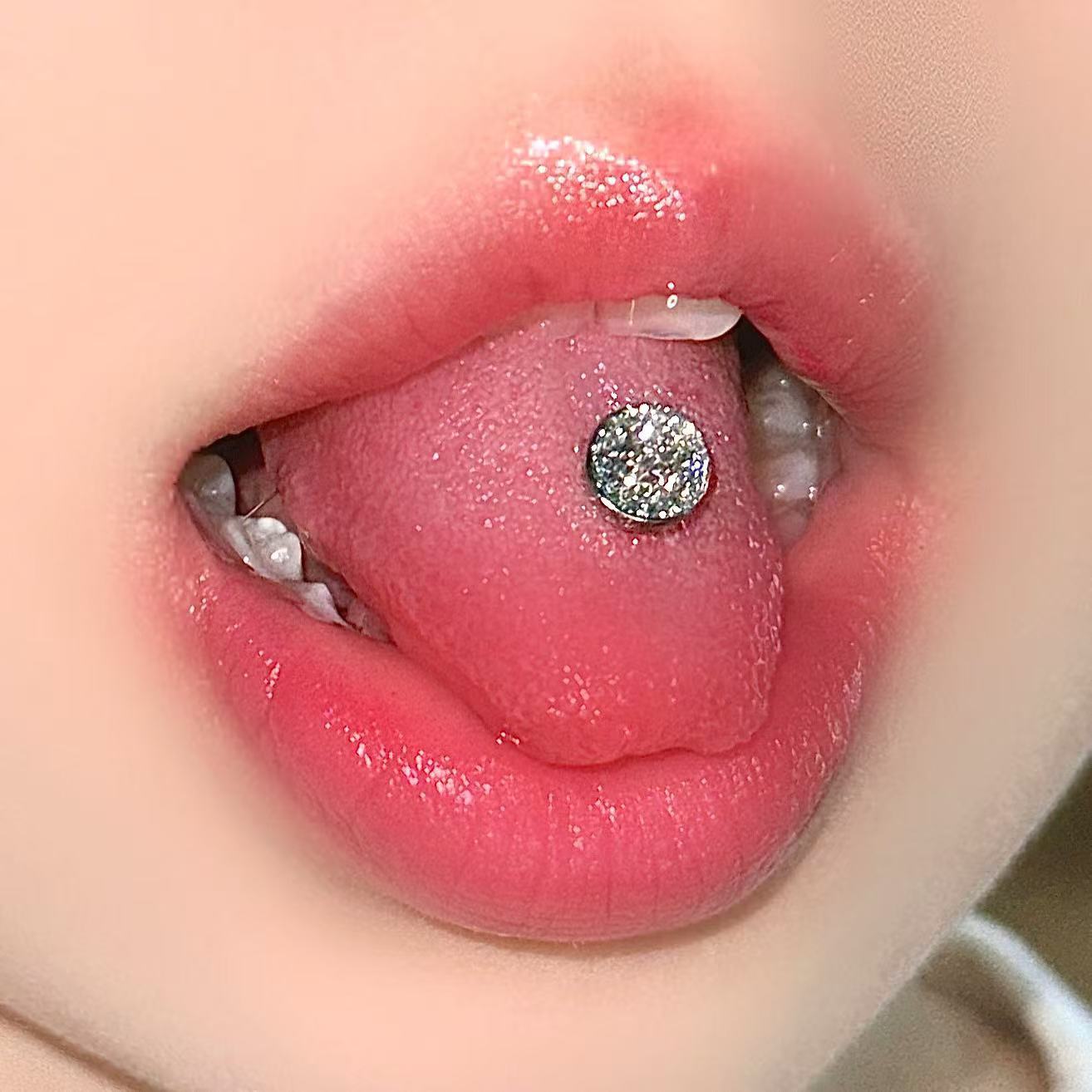 闪片滴油舌钉外螺纹星空不锈钢舌饰欧美跨境厂家直销人体穿刺饰品