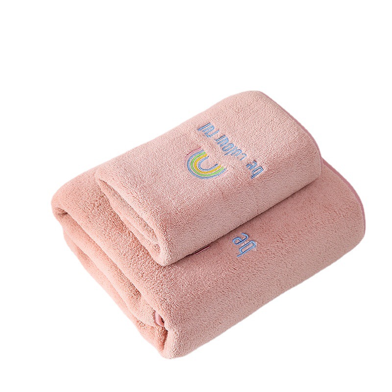 Sweet Coral Velvet Towel Lovely Embroidery Bath Towel Absorbent Soft Student Dormitory Home Set A Piece Of Hair Item Picture