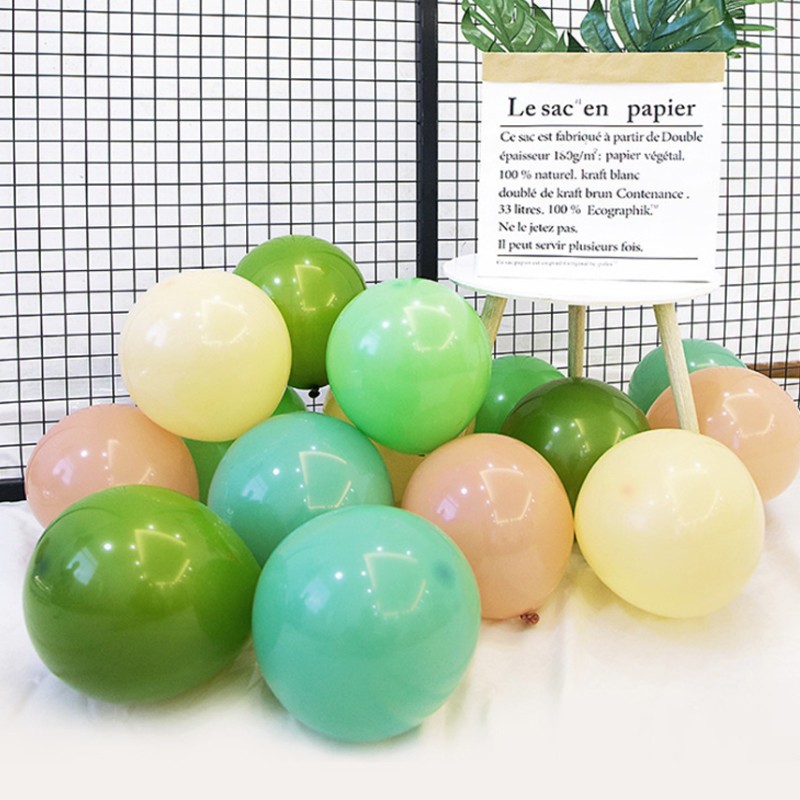 Haolin 10-inch 2.2-inch anti-haze haze balloon, green bean paste color latex balloon birthday decoration and arrangement Specification image