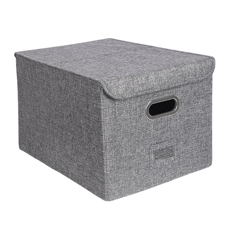 Flap Storage Box Large Household Folding Closet Storage One-Piece Cover Clothes Organizer Cotton Linen Storage Box Item Picture