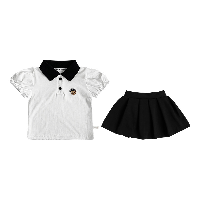 Girls' suits, Summer school style two-piece set, short-sleeved skirt, baby clothes, children's Korean children's clothing wholesale Item Picture