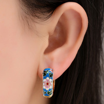 Chinese style supply vintage circle ear buckle Color flower drop oil New Chinese earrings Fashion earrings for women earrings
