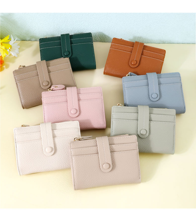 New rfid anti-theft money swiping bag with multiple slots, short design for women, lychee pattern, wholesale wallet pic 27