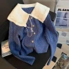 French chanel-style short knitted sweater for women to wear outside 2025 new product. A stylish socialite pairs it with a cardigan sweater for women's live streaming Application Scenario