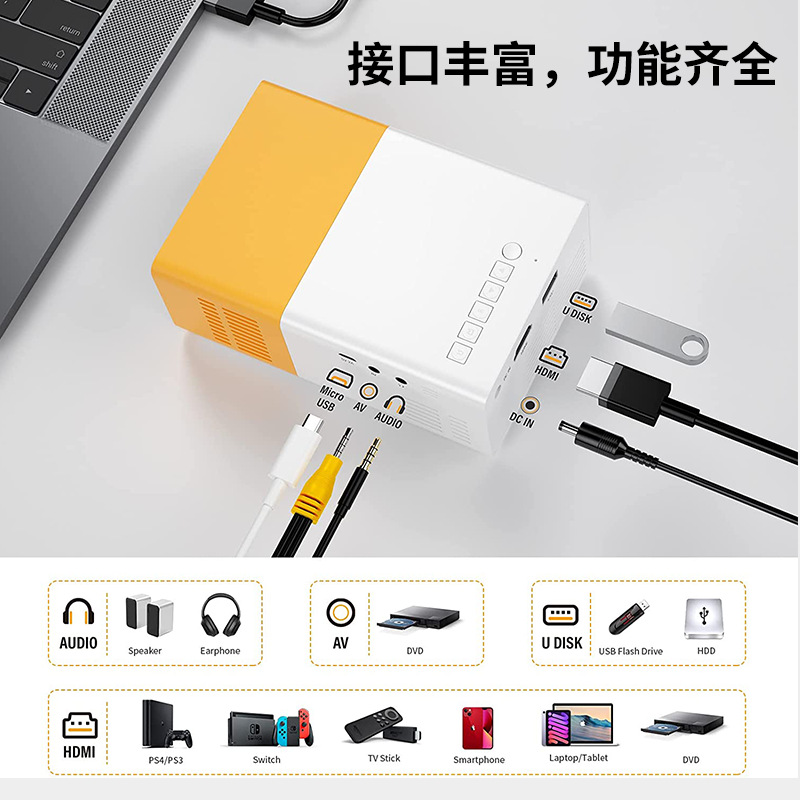 Yg300 Mini Convenient Projector Portable Children's Projection Yellow And White Projector Application Scenario