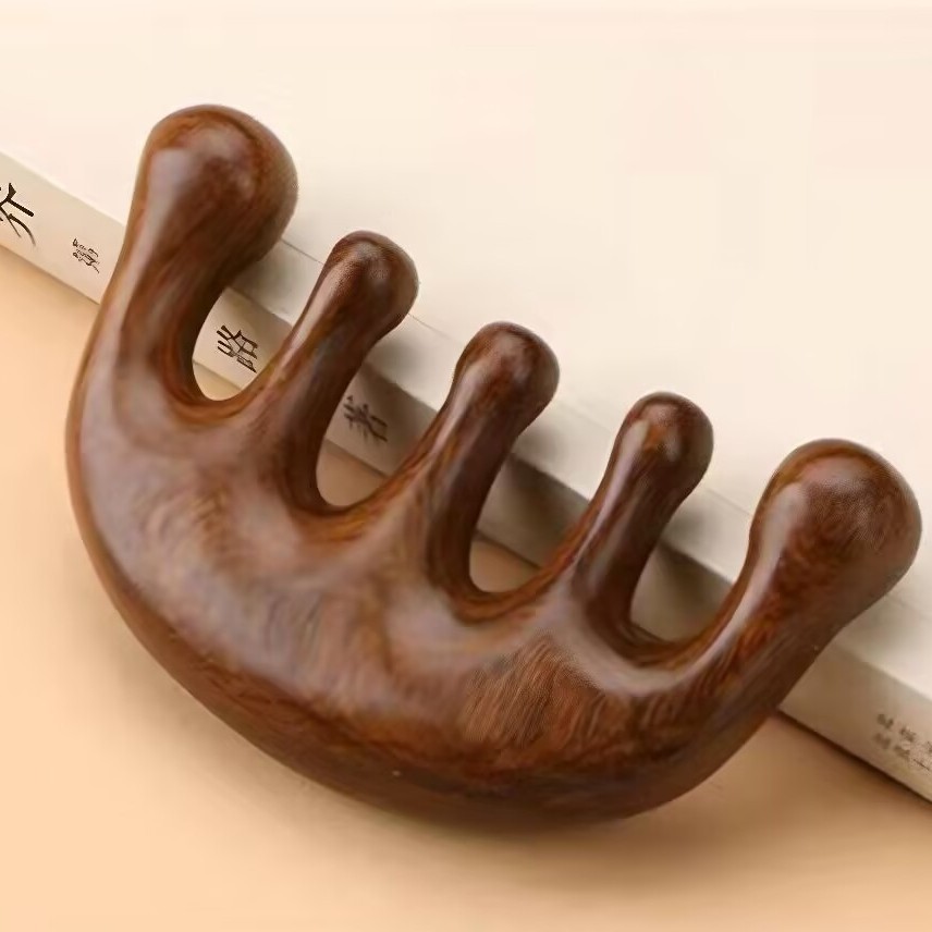 New multi-functional sandalwood comb manufacturer wholesale scalp massage comb head therapy unblocking meridians details Picture