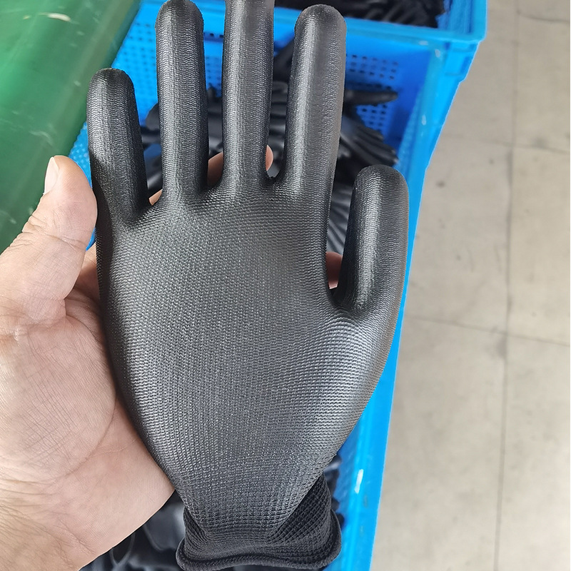 Black PU coated palm gloves Clean electronics factory anti-static coating labor protection gloves Wholesale black gray coated palm gloves Application Scenario