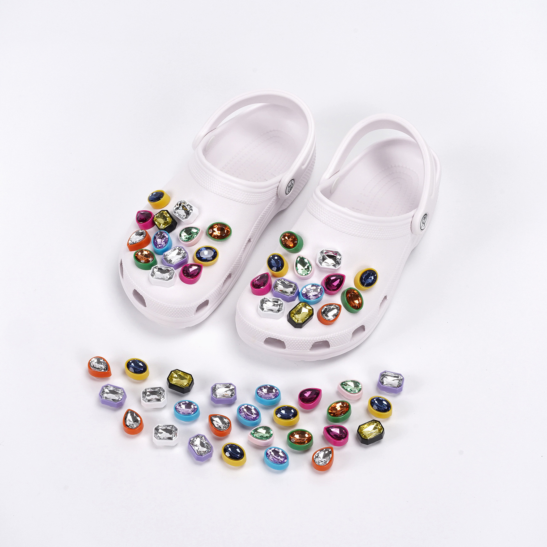 Cross-Border New Crocs Buckle Diy Accessories Removable Fashion Color Diamond Decorative Garden Shoes Flower Shoe Buckle Set Specification drawing