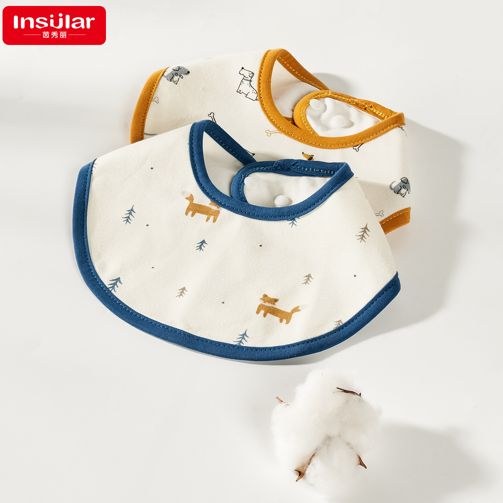 Class A Baby 3-Layer Waterproof Bib Bib Saliva Towel Children's Food Bib Baby Pure Cotton Waterproof Spit Milk Rice Pocket details Picture