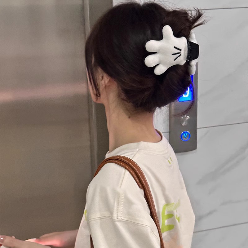 可爱卡通米奇手掌抓夹甜美少女发夹创意趣味后脑勺半扎发夹子发饰