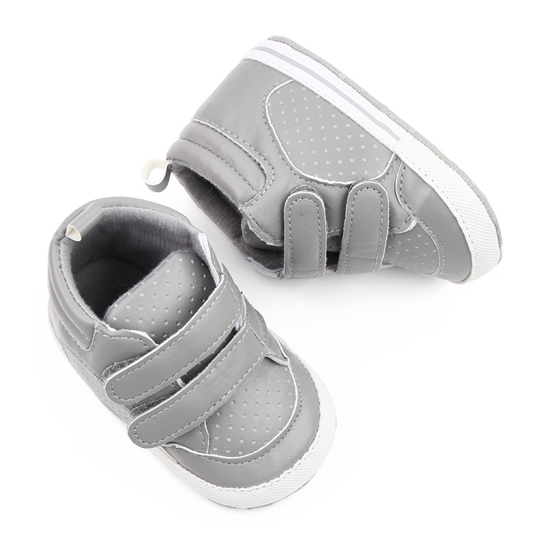 Four Seasons New 0-1-year-old baby shoes, PU leather soft-soled double Velcro baby walking shoes, Spring 2745 details Picture