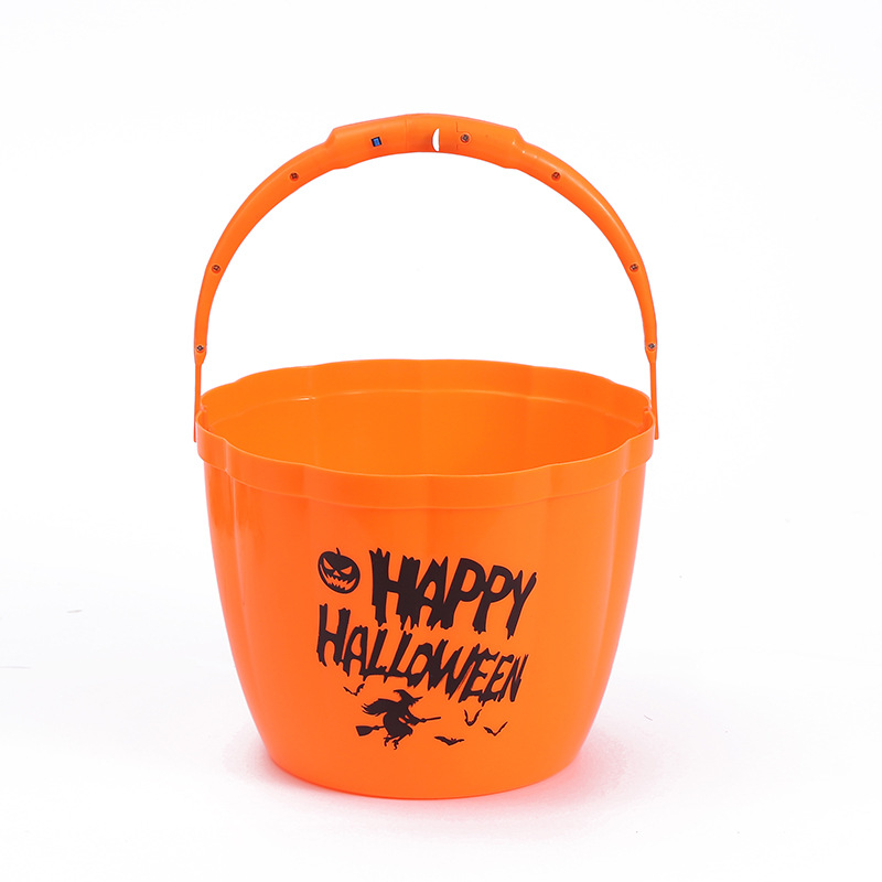 Halloween Children Carrying Candy Bucket Easter Atmosphere Decorative Bucket Carrying Plastic Light-Up Scare Prop Bucket details Picture