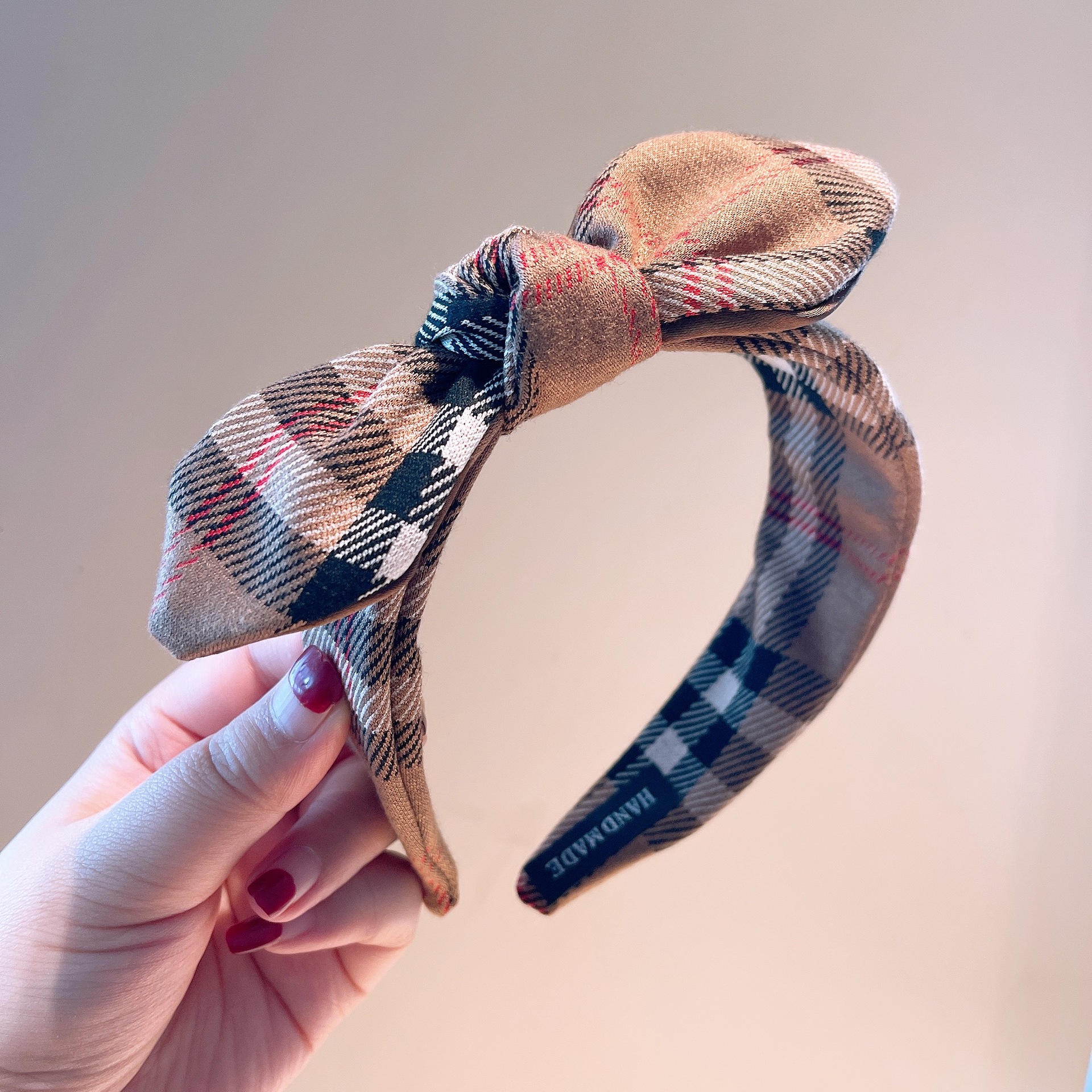 New autumn and winter Korean style Instagram influencer style British style checkered double-layer bow hair clip headband accessory details Picture