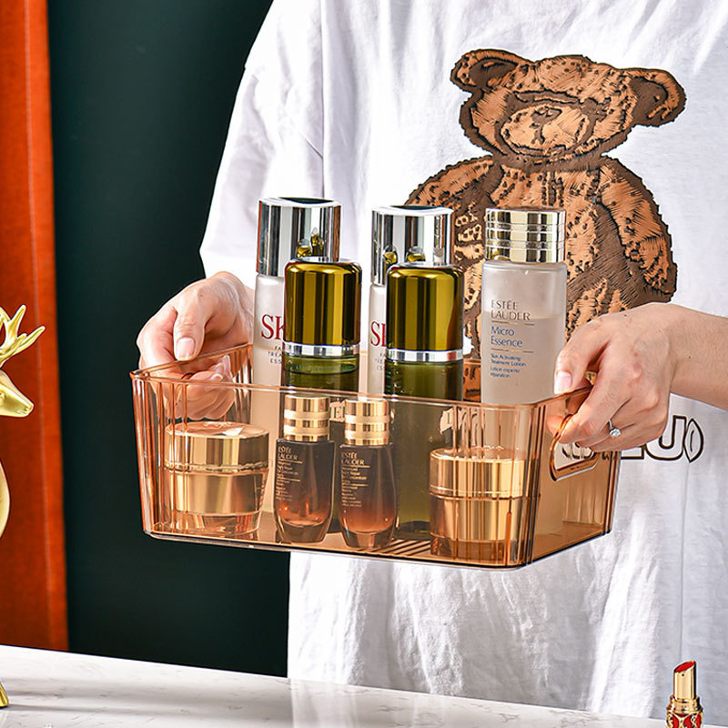 化妆品收纳盒亚克力面膜护肤品梳妆台杂物零食储物收纳筐轻奢