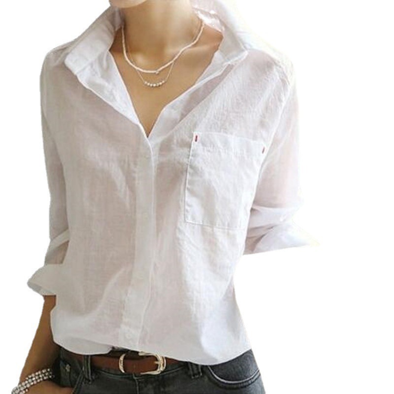 Plus-size women's clothing 2022 Korean version new Spring and Autumn artistic style white shirt for women long-sleeved fitted shirt for women Item Picture
