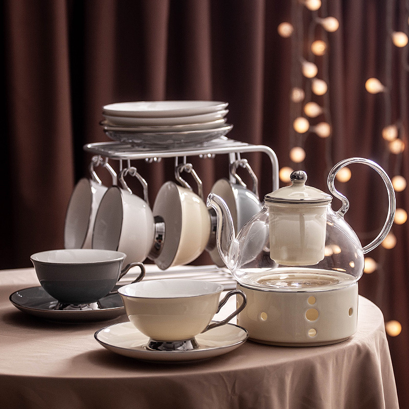 A3L Light luxury Pyrex Flower teapot Herbal tea set Fruit teapot set Afternoon tea teapot teacup home details Picture