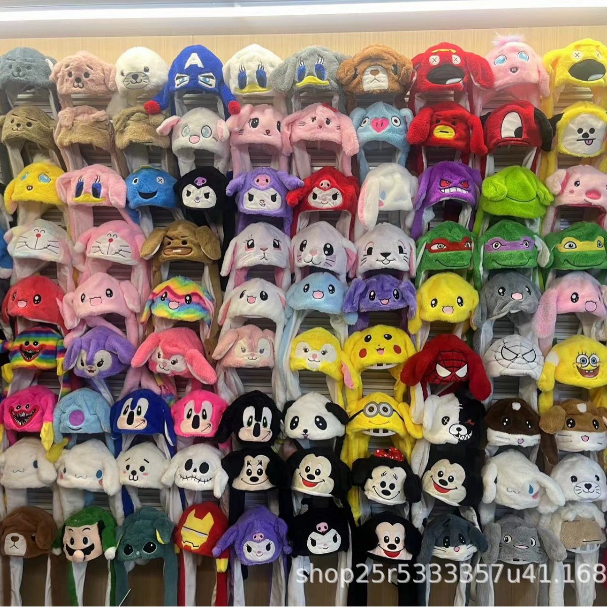 Doll hat, hat that moves when pinched ears, airbag hat, glowing cartoon children's warm hat details Picture