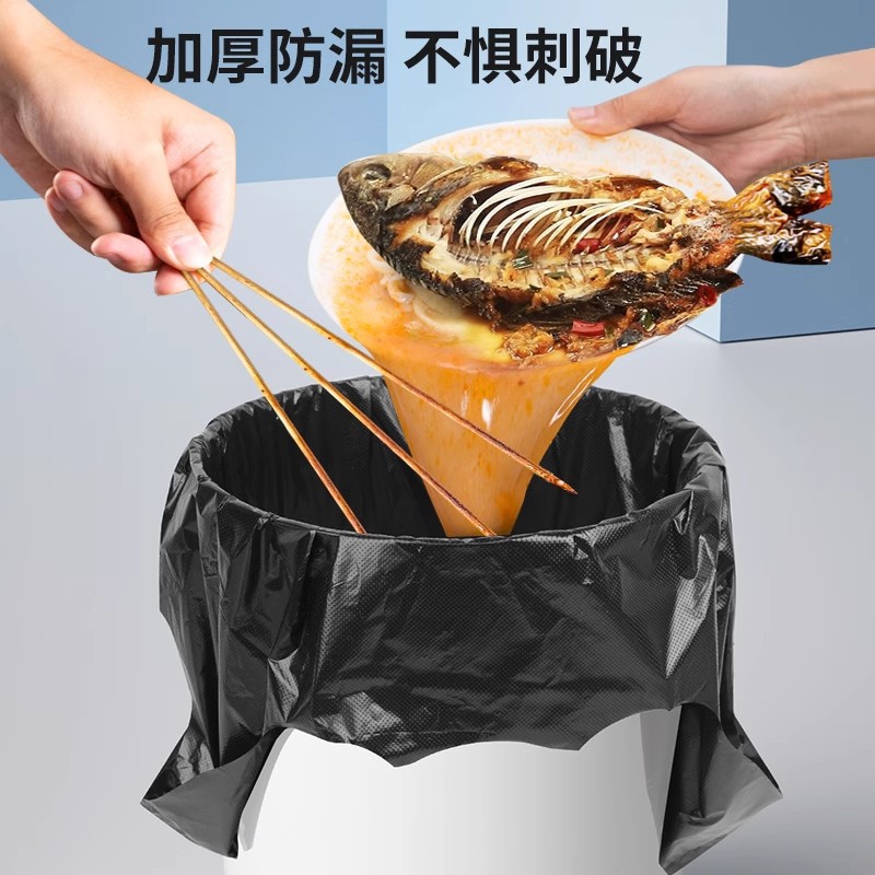 Wholesale of thickened medium and large-sized black hand-held vest garbage bags for household use, disposable plastic bags for the kitchen details Picture