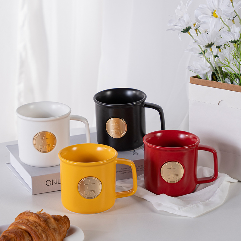 Starba-style mugs, copper plates, enamel cups, copper MEDALS, ceramic water cups, customizable logos, cultural and creative opening gifts details Picture