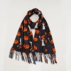 New faux cashmere black Halloween ghost pumpkin digital print scarf Magic Awakening Wizard hat set Application Scenario